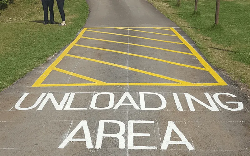 Professional warehouse marking with colour-coded storage areas