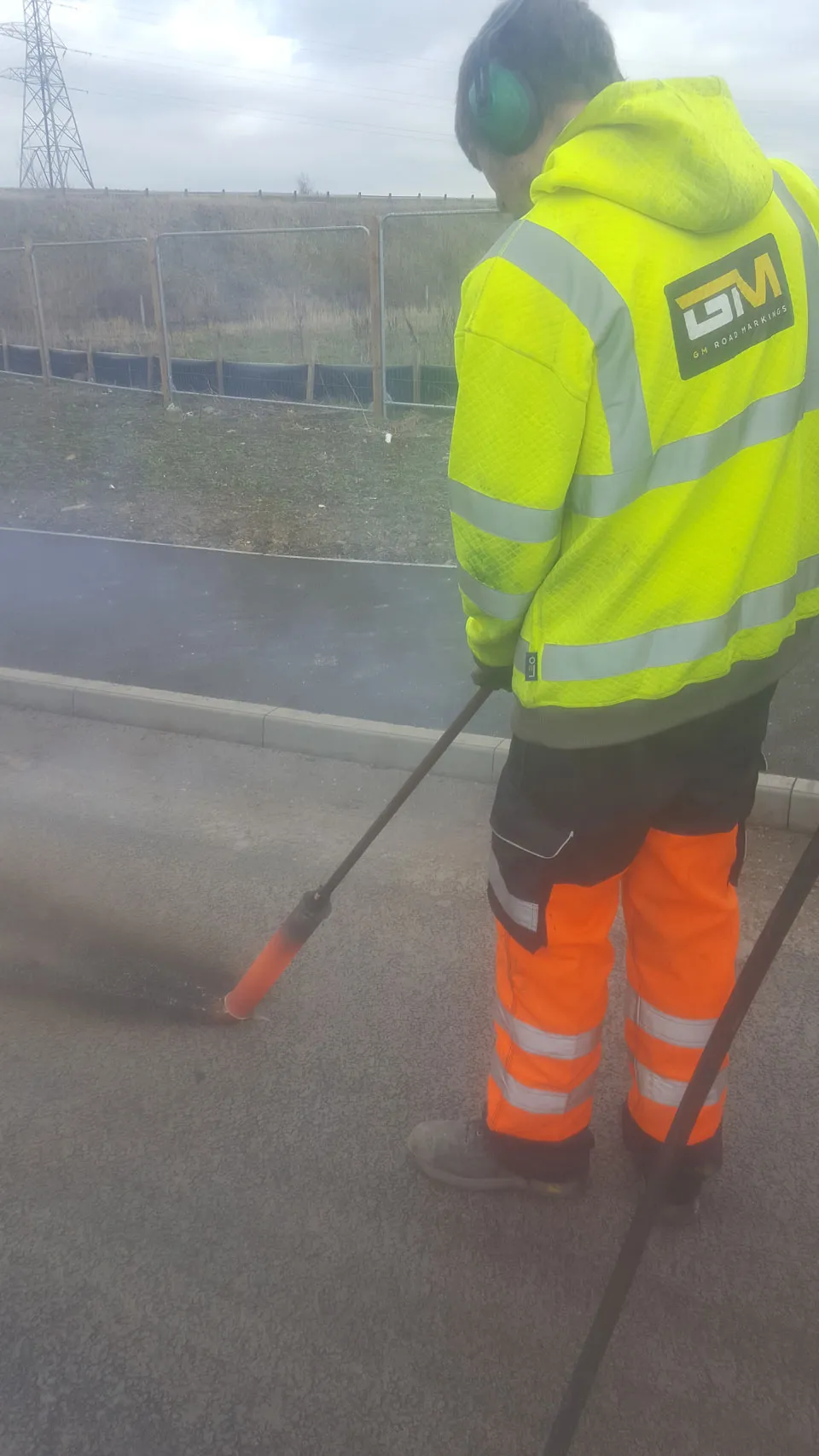 Completed line removal showing clean surface finish