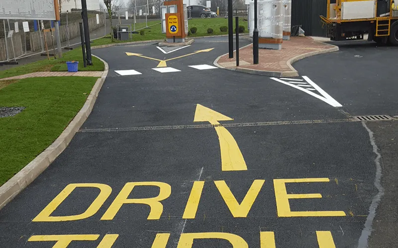 Completed road markings